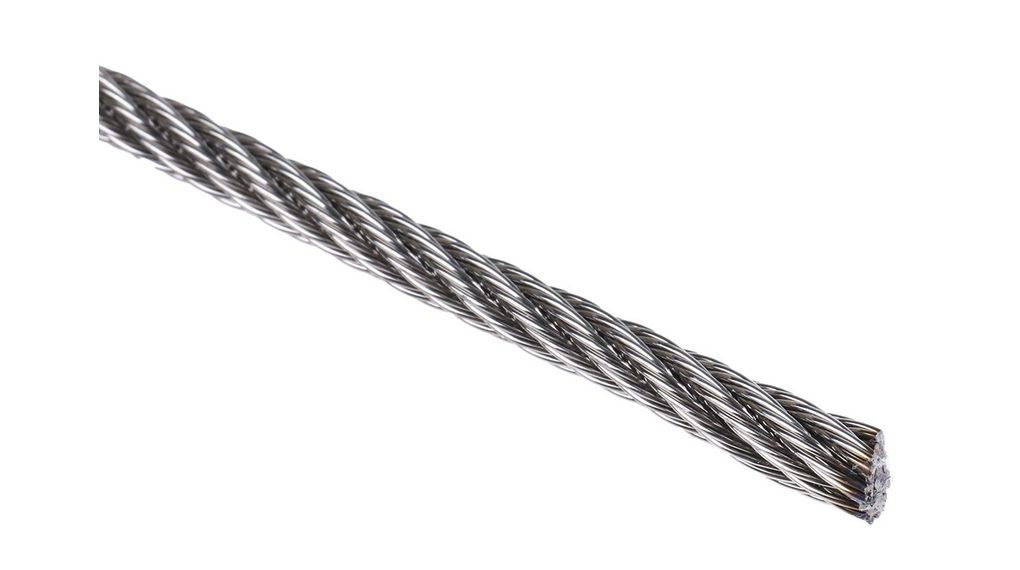 Wire Rope, Stainless Steel, 4mm x 75m, Zilver